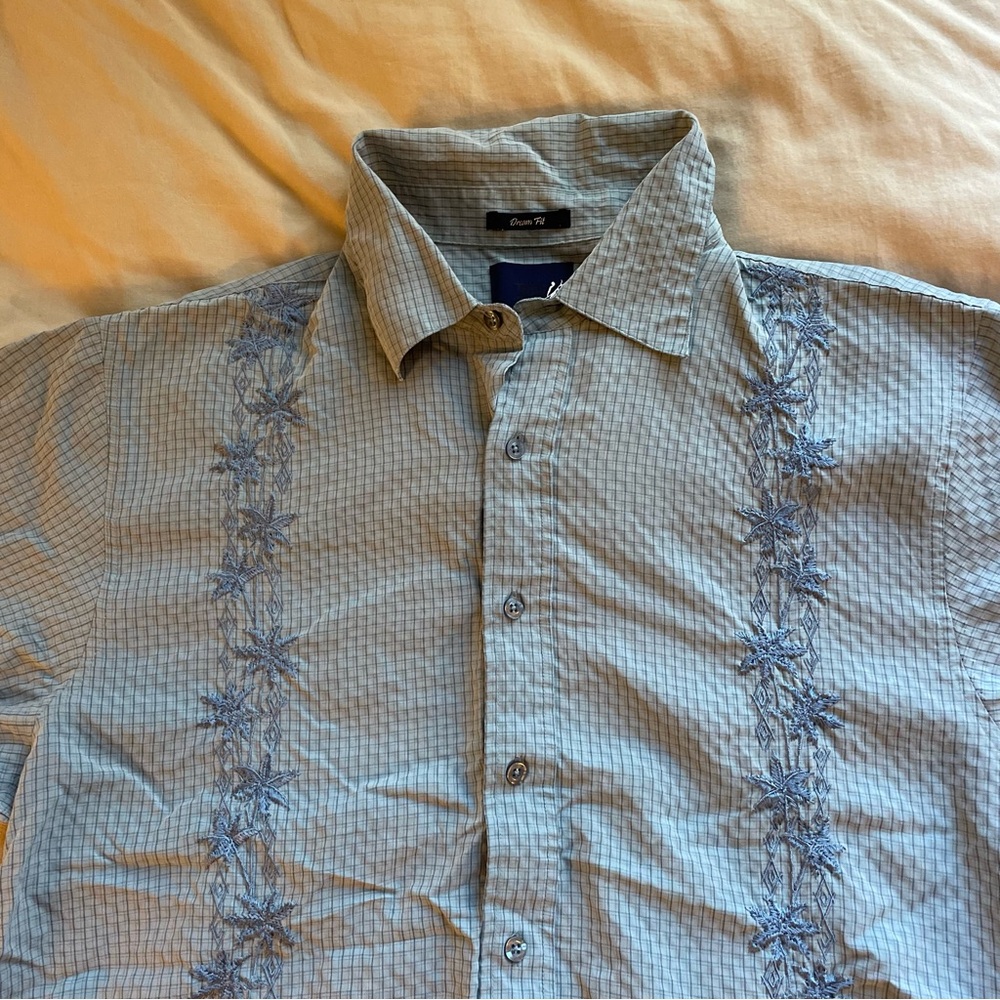 Men's Toes on the Nose Light Blue Embroidered Casual Shirt